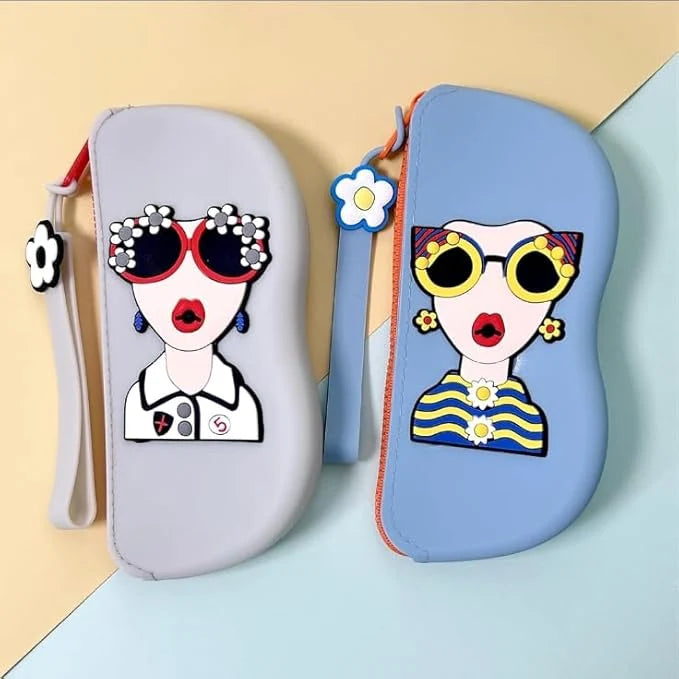 cute silicone sunglasses case featuring a pop-art character