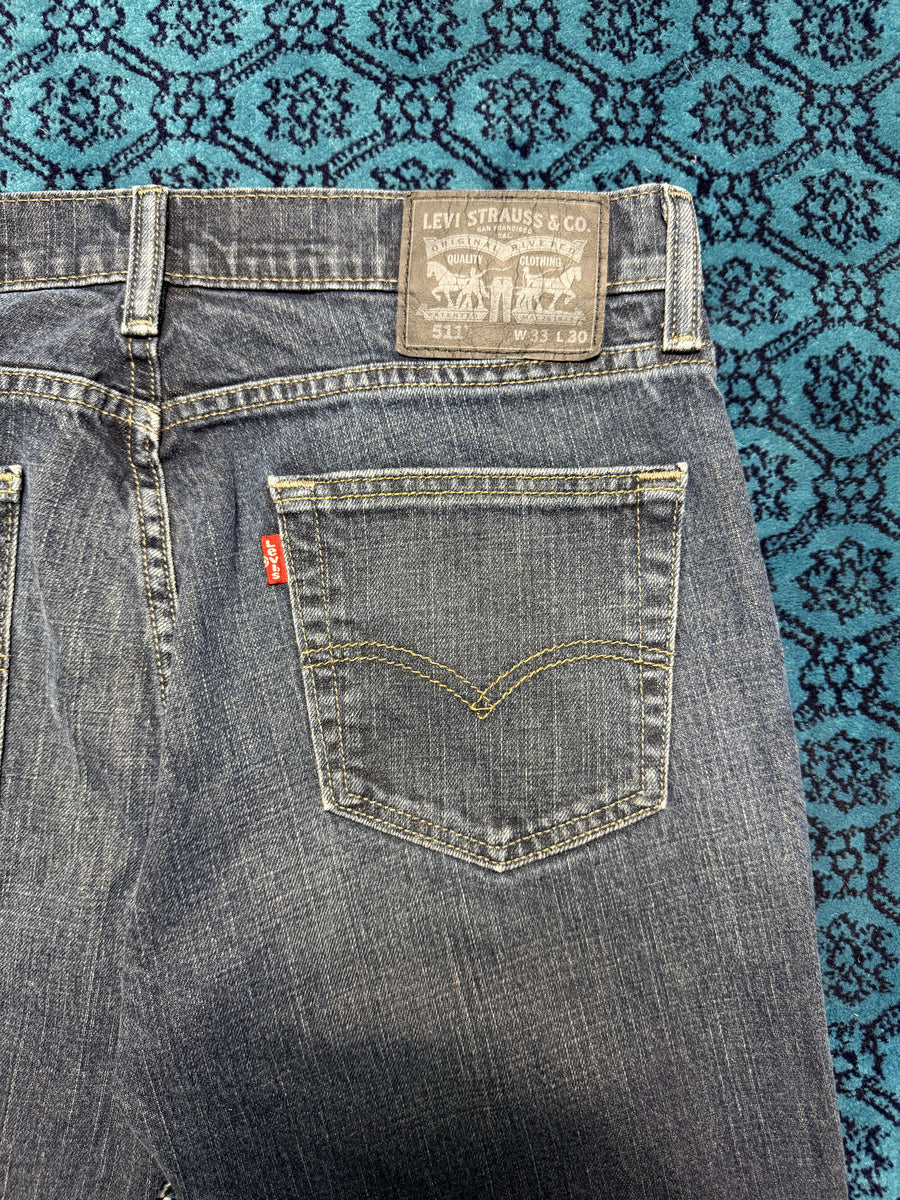 Levi's Dark Blue 511 Slim Fit Washed Jeans - 33