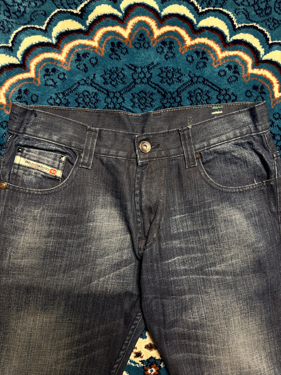 Diesel Dark Blue Straight Fit Washed Jeans - 32