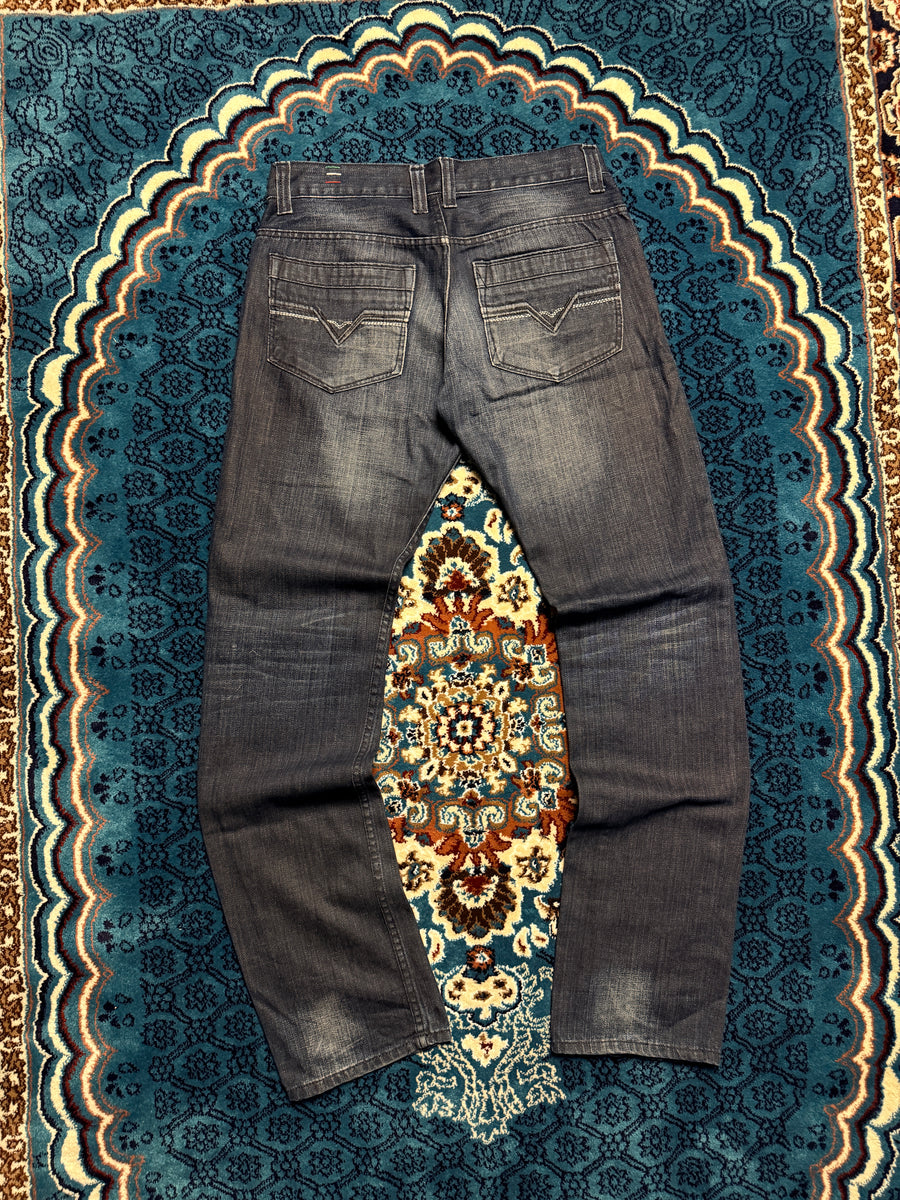 Diesel Dark Blue Straight Fit Washed Jeans - 32
