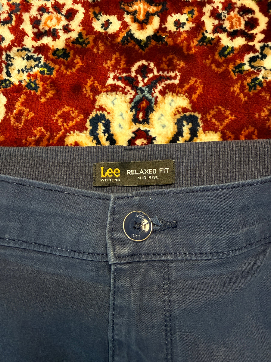 Lee Navy Blue Relaxed Fit Mid Rise Cargo Shorts - XXL