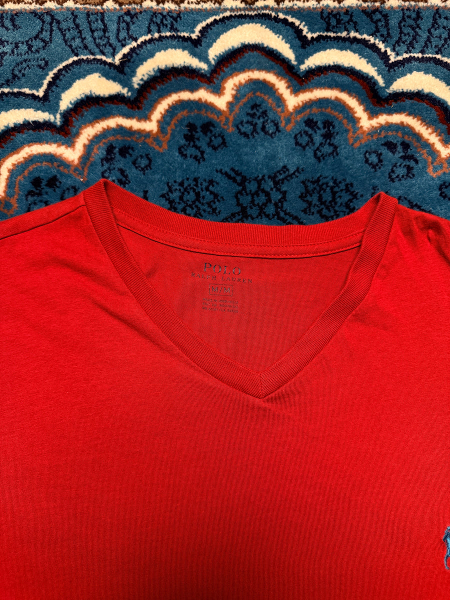 Polo Ralph Lauren Red V Neck Tee - M