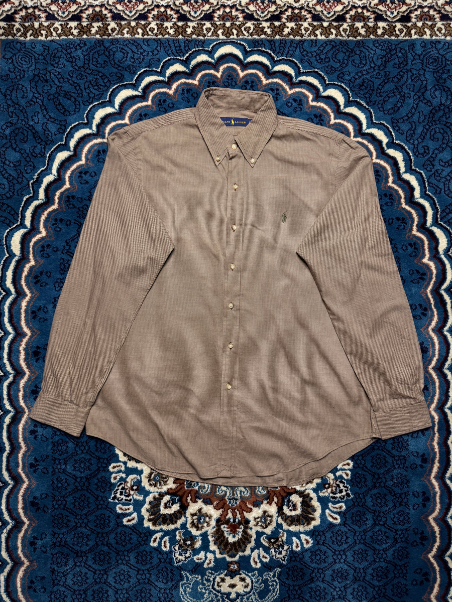Ralph Lauren Check Brown Button Down Lightweight Shirt - L