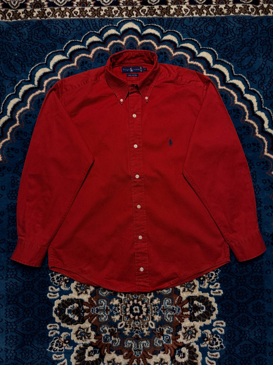 Ralph Lauren Red Cotton Button Down Shirt - S
