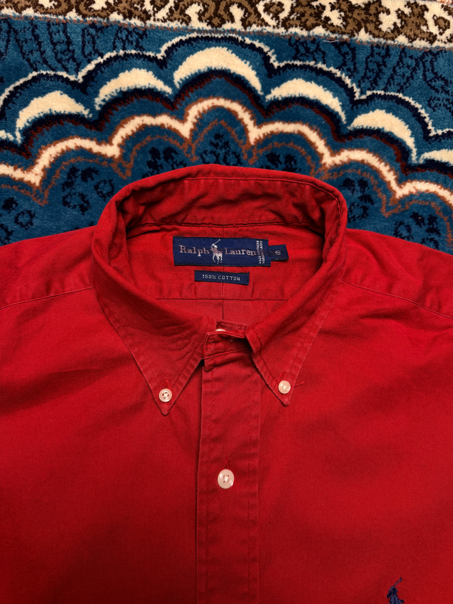 Ralph Lauren Red Cotton Button Down Shirt - S