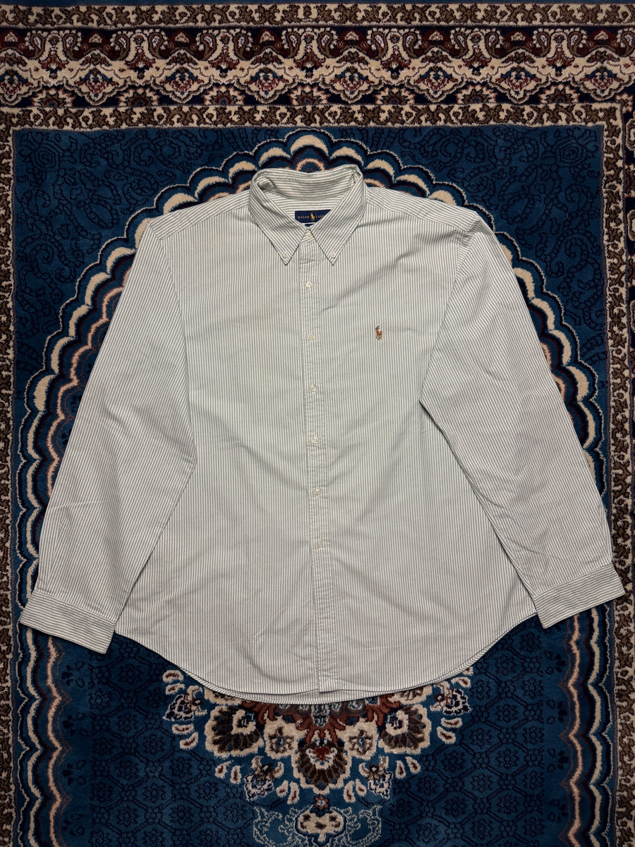 Ralph Lauren Stripe Light Green Classic Fit Shirt - XXL