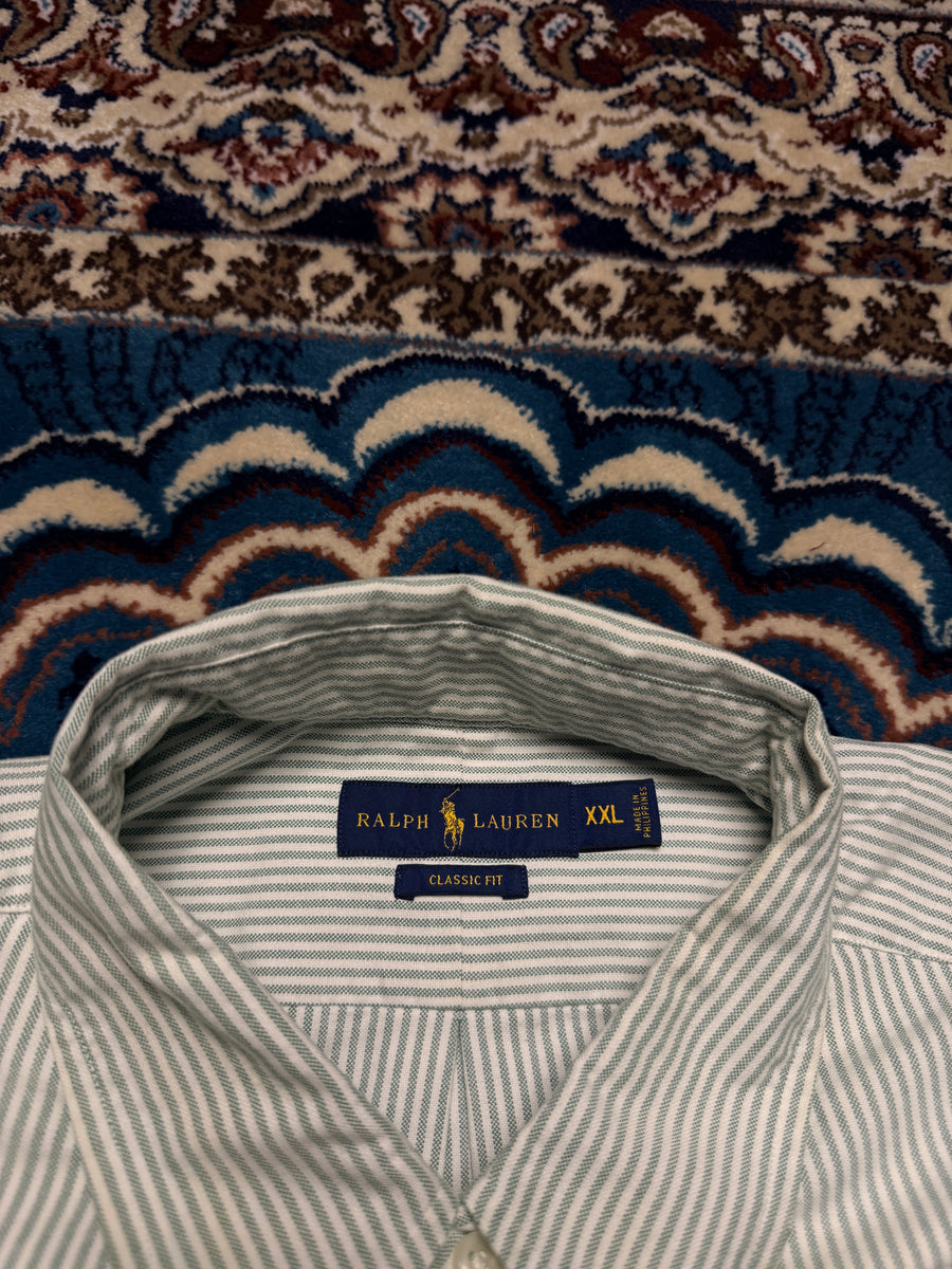 Ralph Lauren Stripe Light Green Classic Fit Shirt - XXL