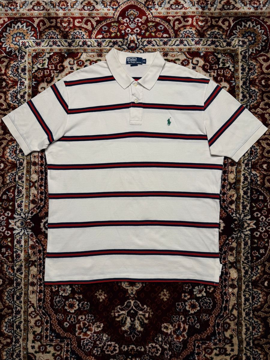 Polo by Ralph Lauren Stripe White & Red Polo Shirt - XL