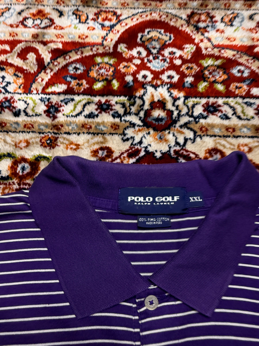 Polo Golf Ralph Lauren Stripe Purple Pima Cotton Polo Shirt - XXL