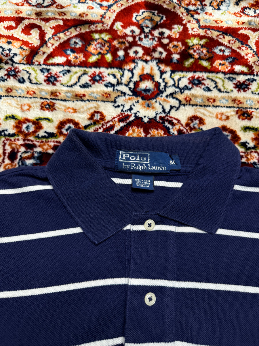 Polo by Ralph Lauren Stripe Dark Blue Polo Shirt - M