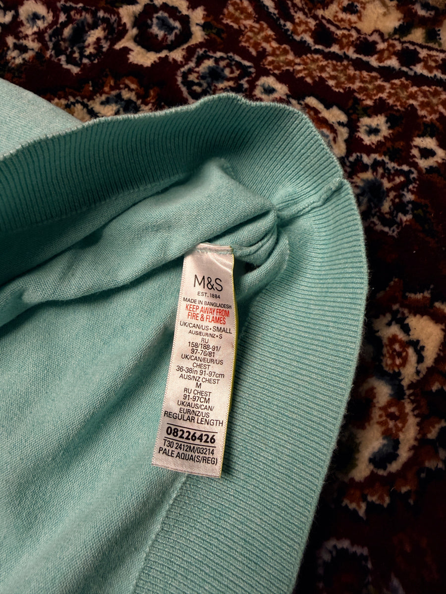 M&S Collection Turquoise Cotton Rich Polo Shirt - S