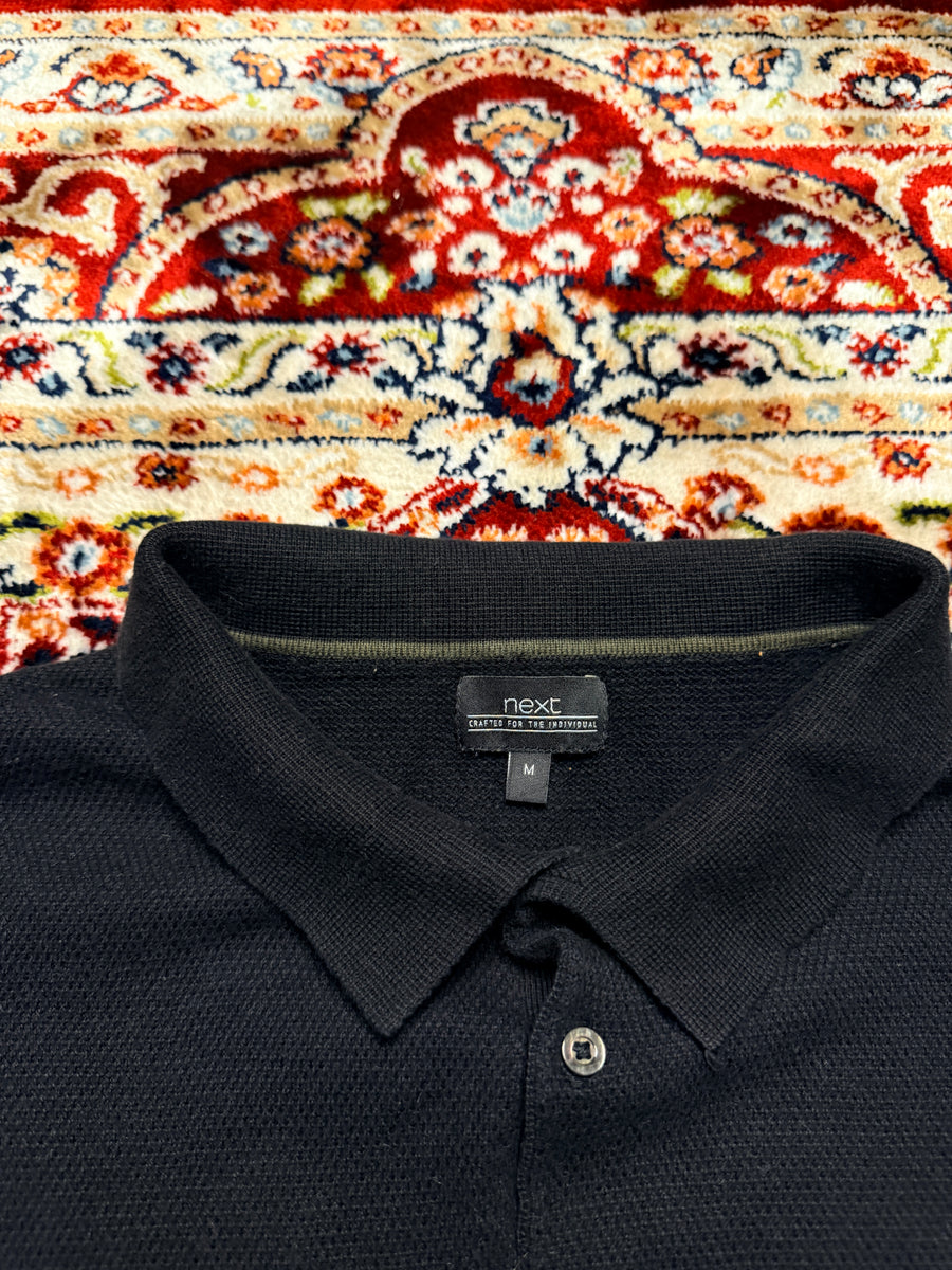 Next Patterned Black & Army Green Polo Shirt - M