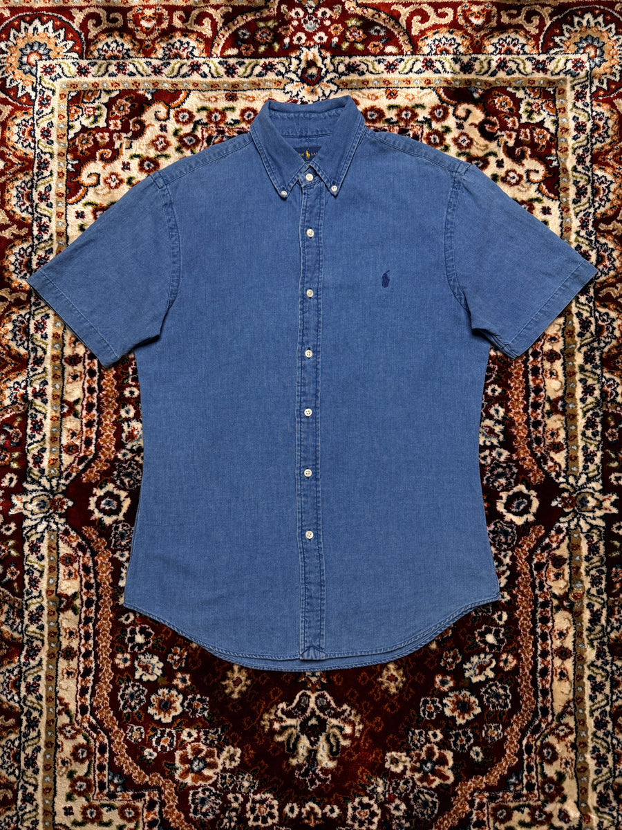 Ralph Lauren Denim Style Blue Short Sleeve Slim Fit Shirt - M