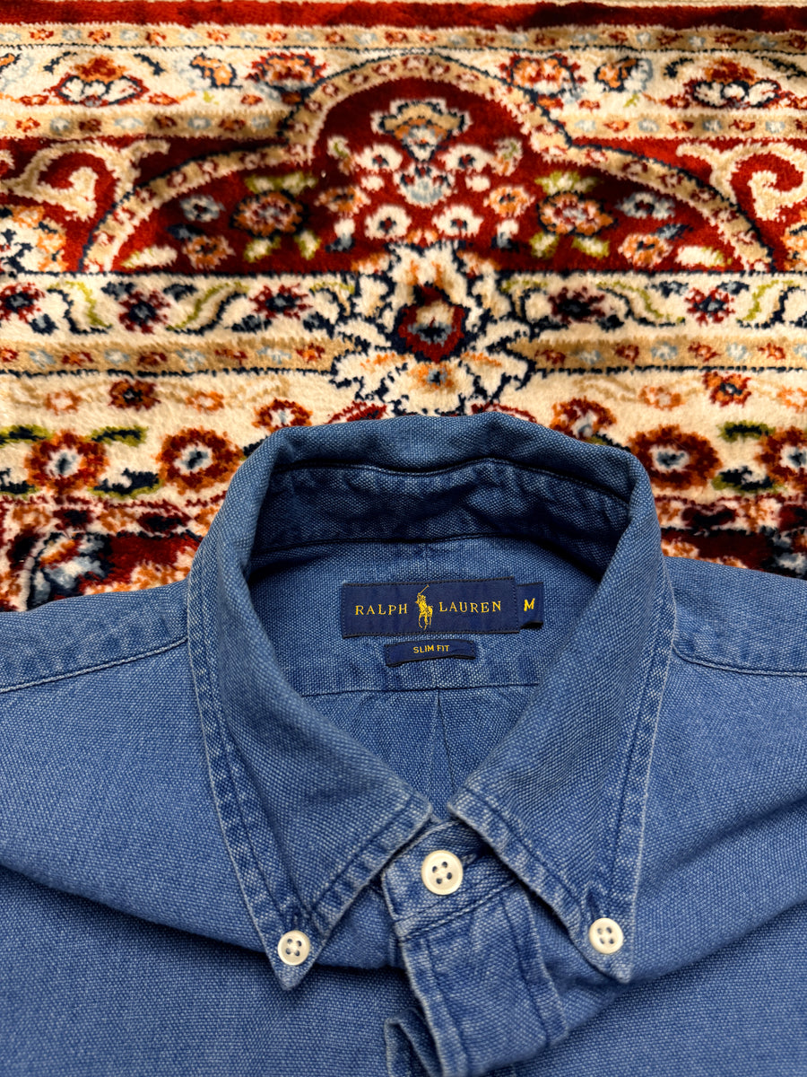 Ralph Lauren Denim Style Blue Short Sleeve Slim Fit Shirt - M
