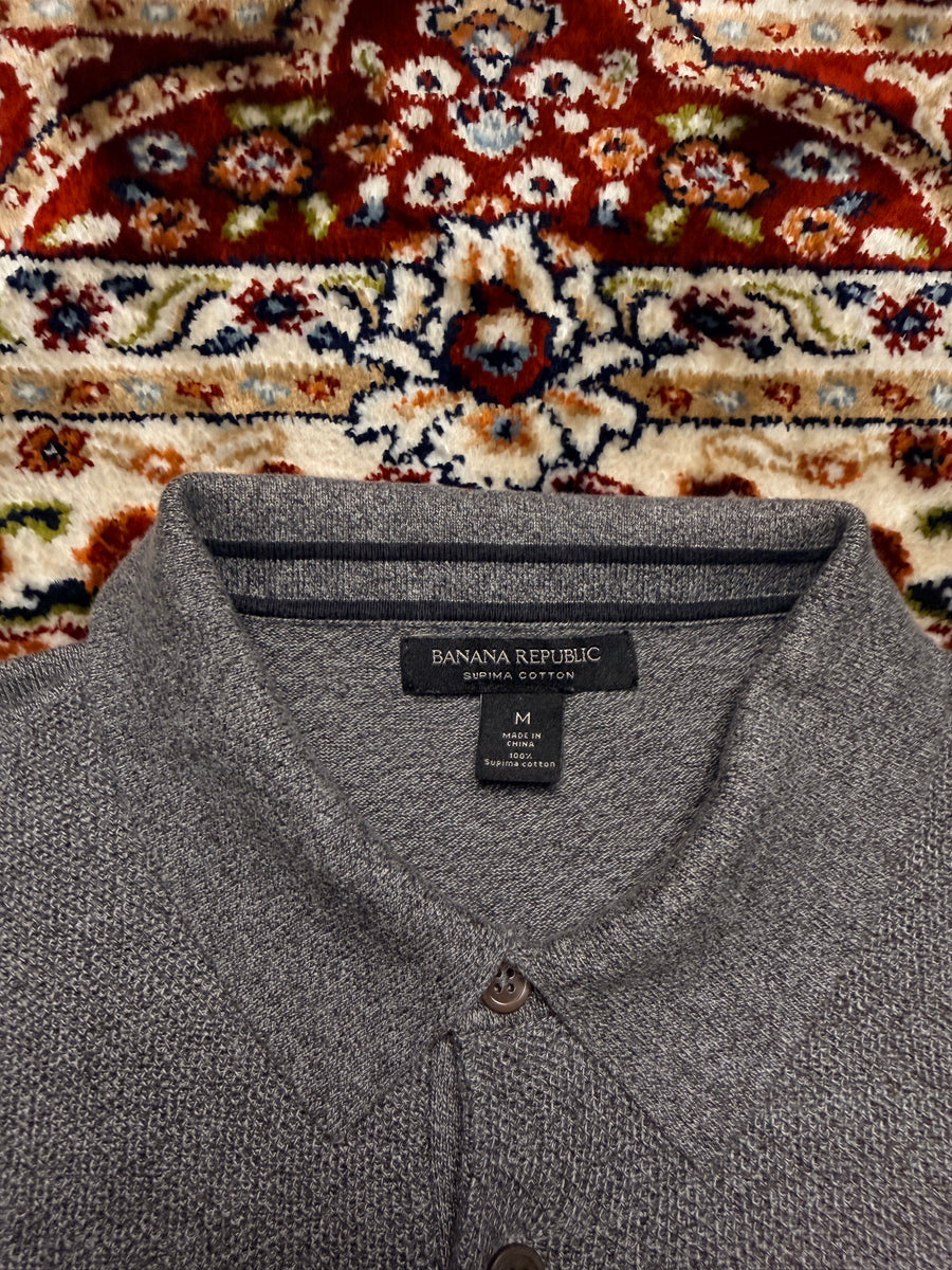 Banana Republic Grey Supima Cotton Polo Shirt - M