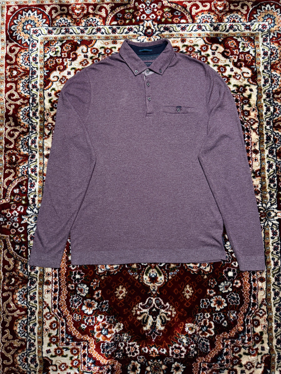 Ted Baker Maroon Long Sleeve Polo Shirt - 4