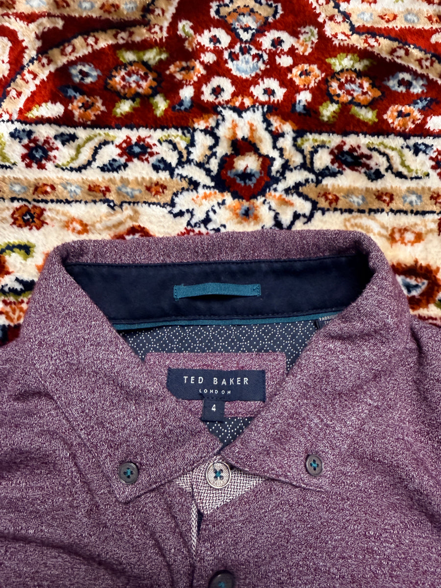Ted Baker Maroon Long Sleeve Polo Shirt - 4