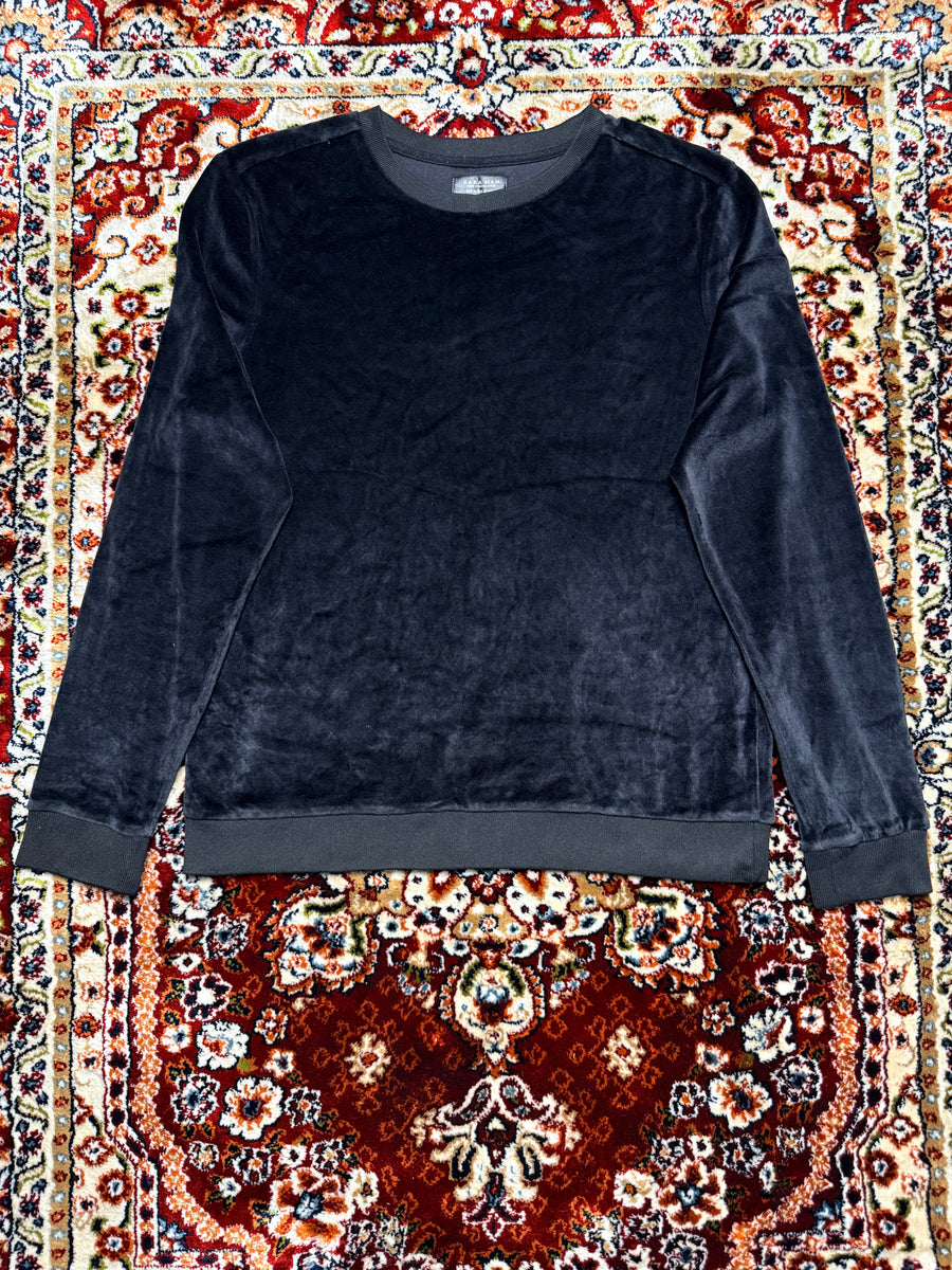 Zara Black Velvet Crewneck Sweatshirt - M