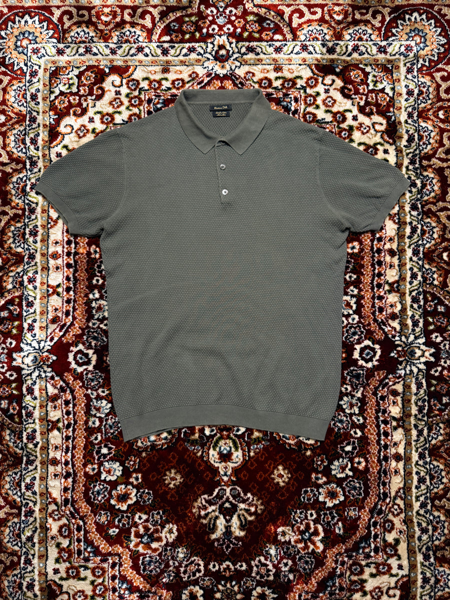 Massimo Dutti Green Extrafine Cotton Polo Shirt - M
