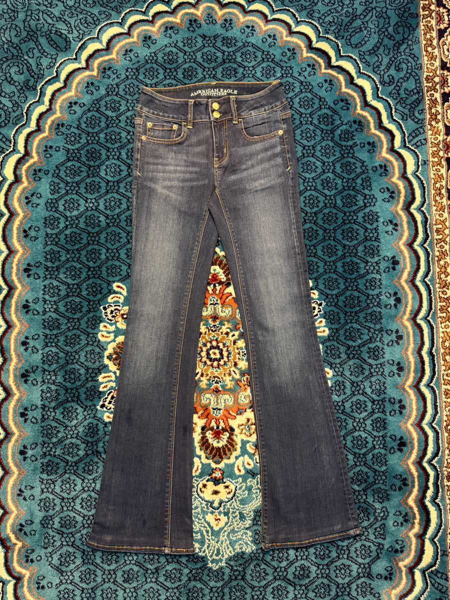 American Eagle Blue Flared Super Super Stretch Jeans - 4