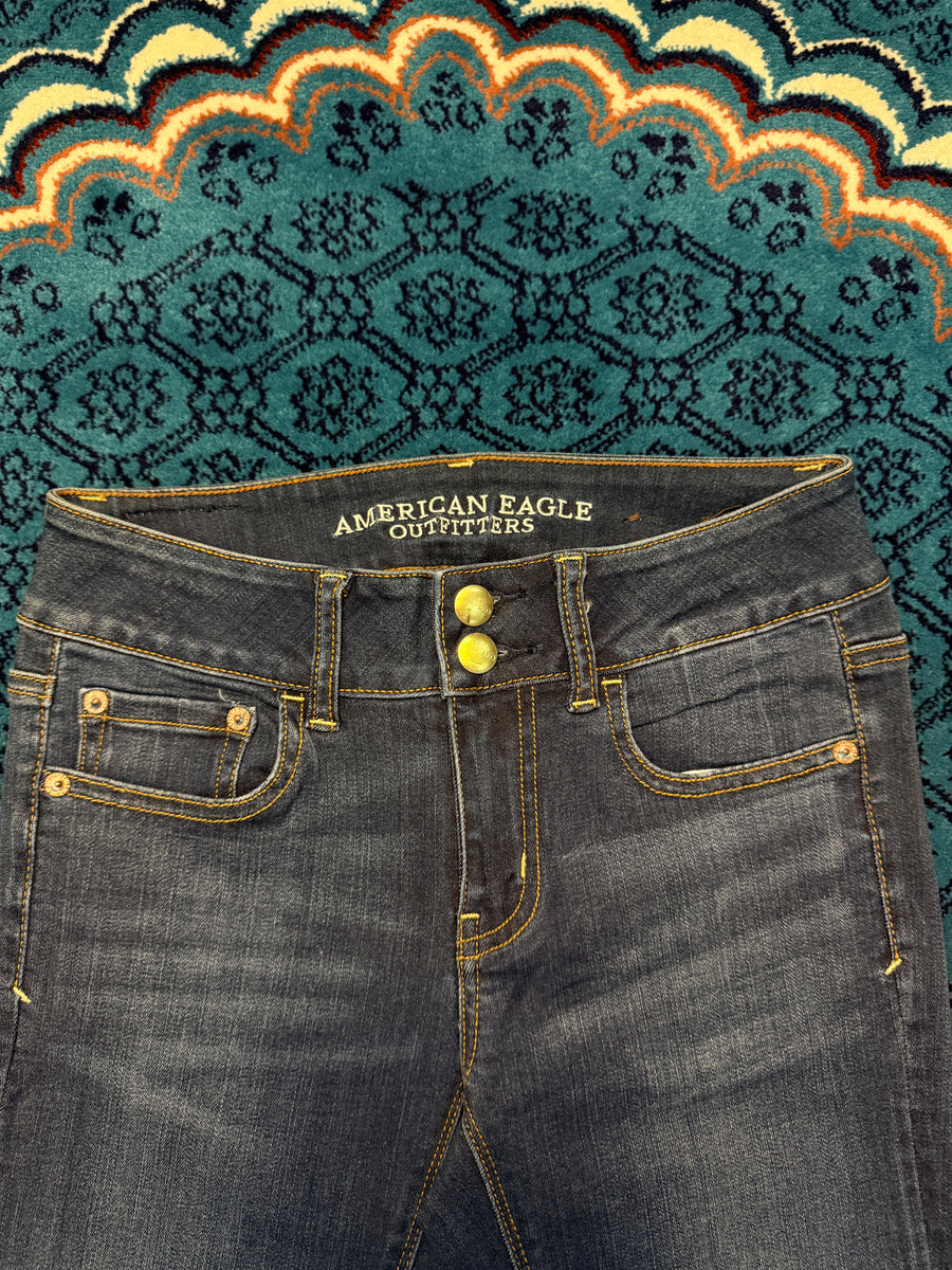 American Eagle Blue Flared Super Super Stretch Jeans - 4