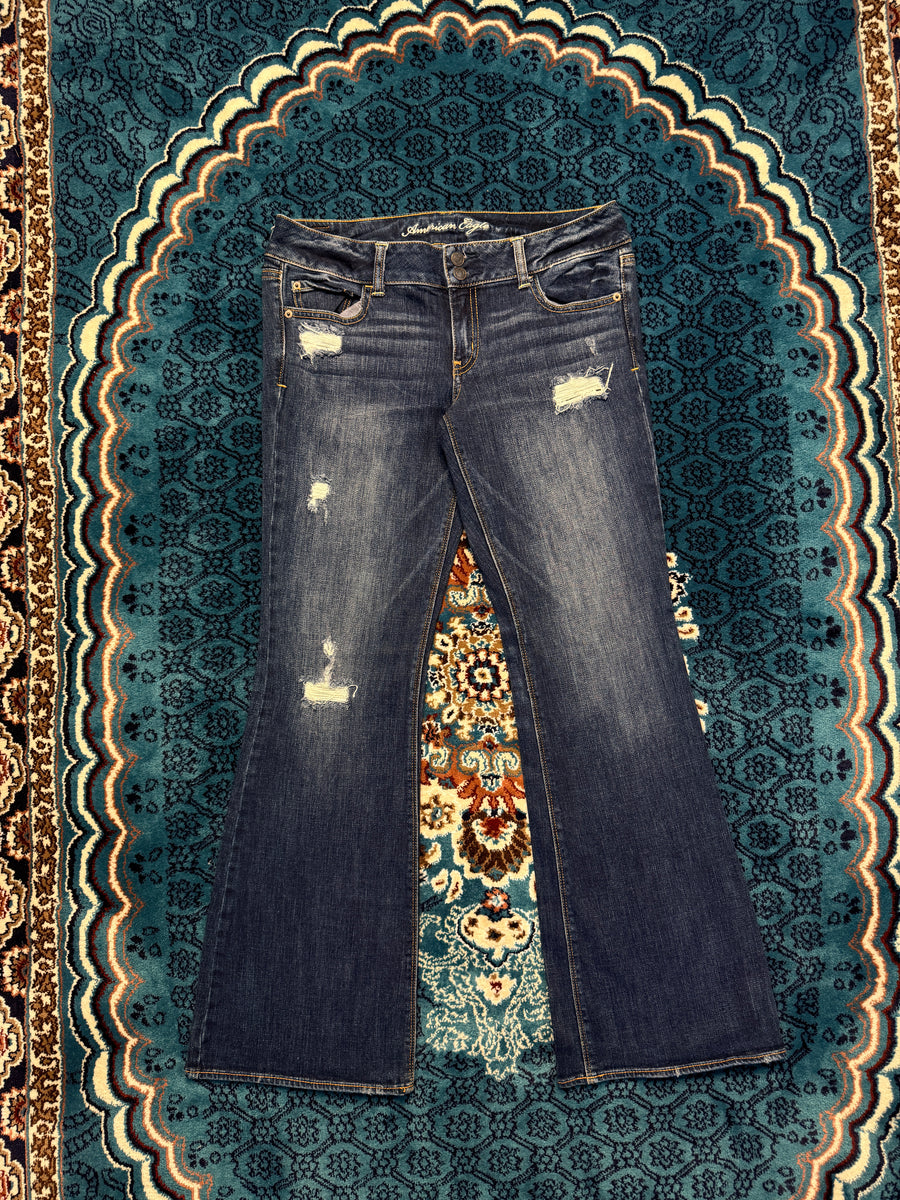 American Eagle Blue Stretch Flared Jeans - 12