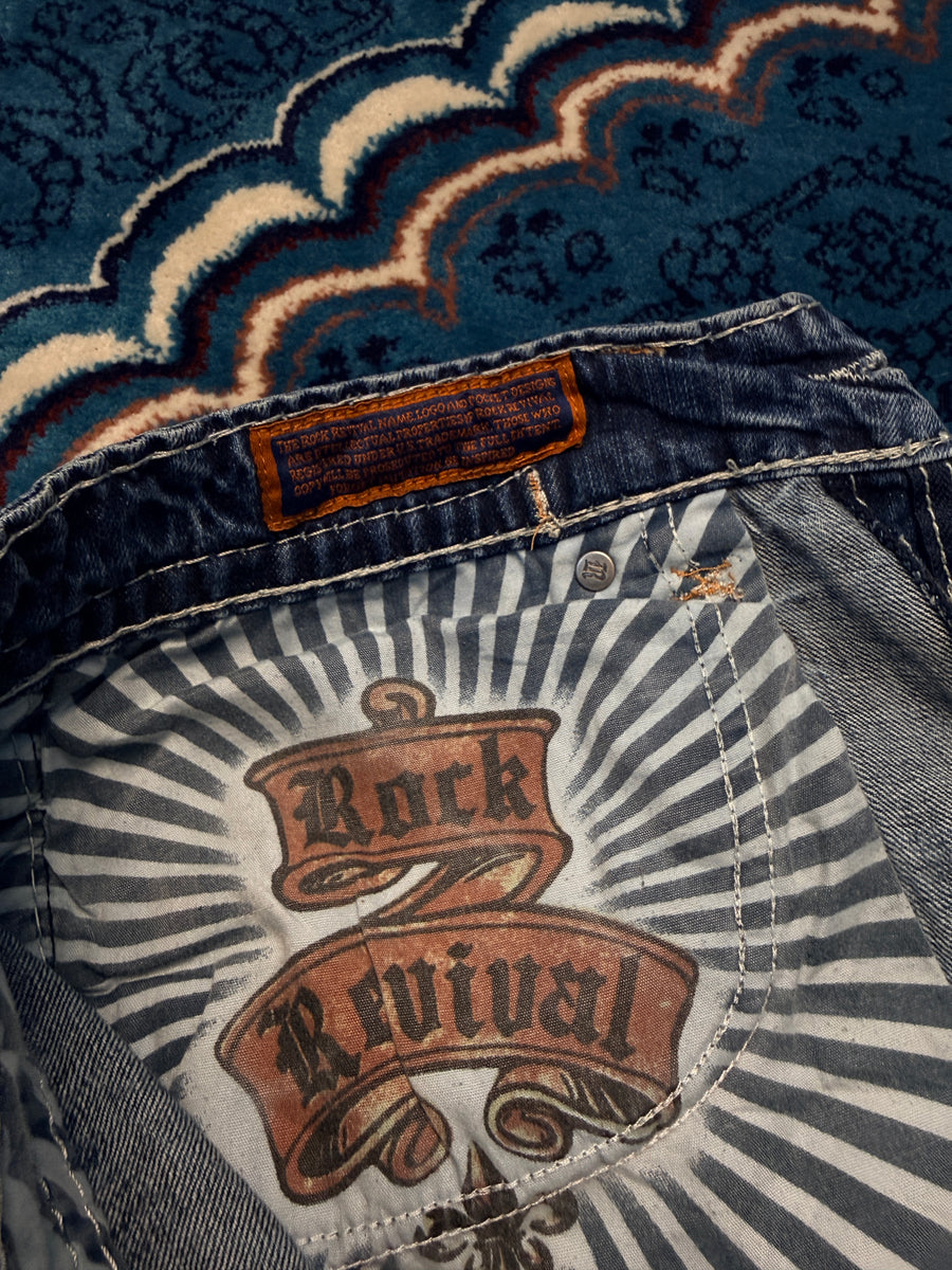 Rock Revival Blue Relaxed Straight Fit Jeans - 36