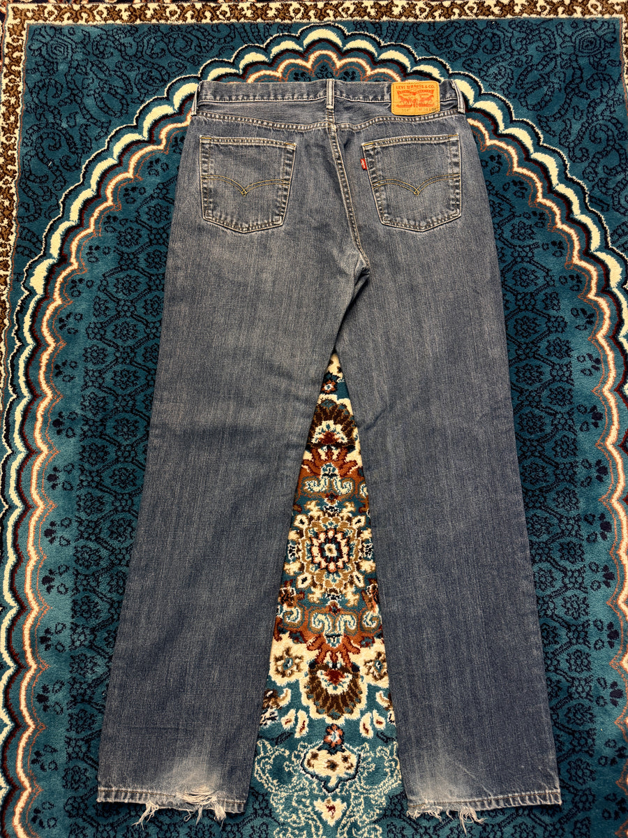 Levi's Blue 514 Low Rise Straight Fit Jeans Distressed - 34