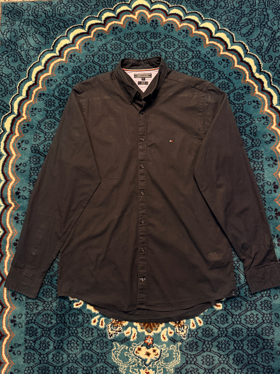 Tommy Hilfiger Navy Blue Slim Fit Stretch Shirt - XL