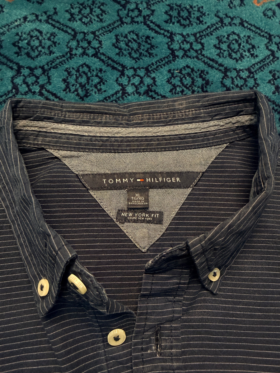 Tommy Hilfiger Stripe Navy Blue New York Fit Shirt - XL