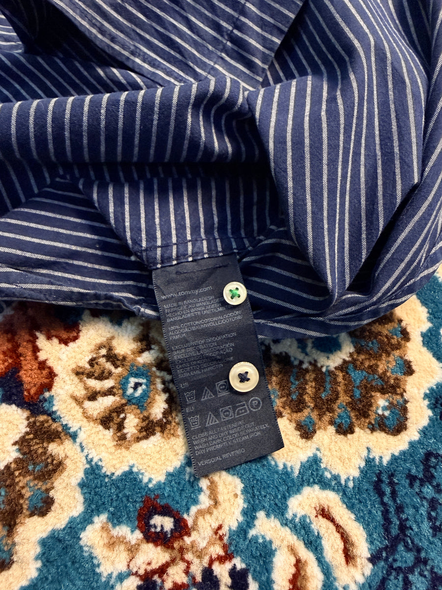 Tommy Hilfiger Stripe Navy Blue New York Fit Shirt - XL