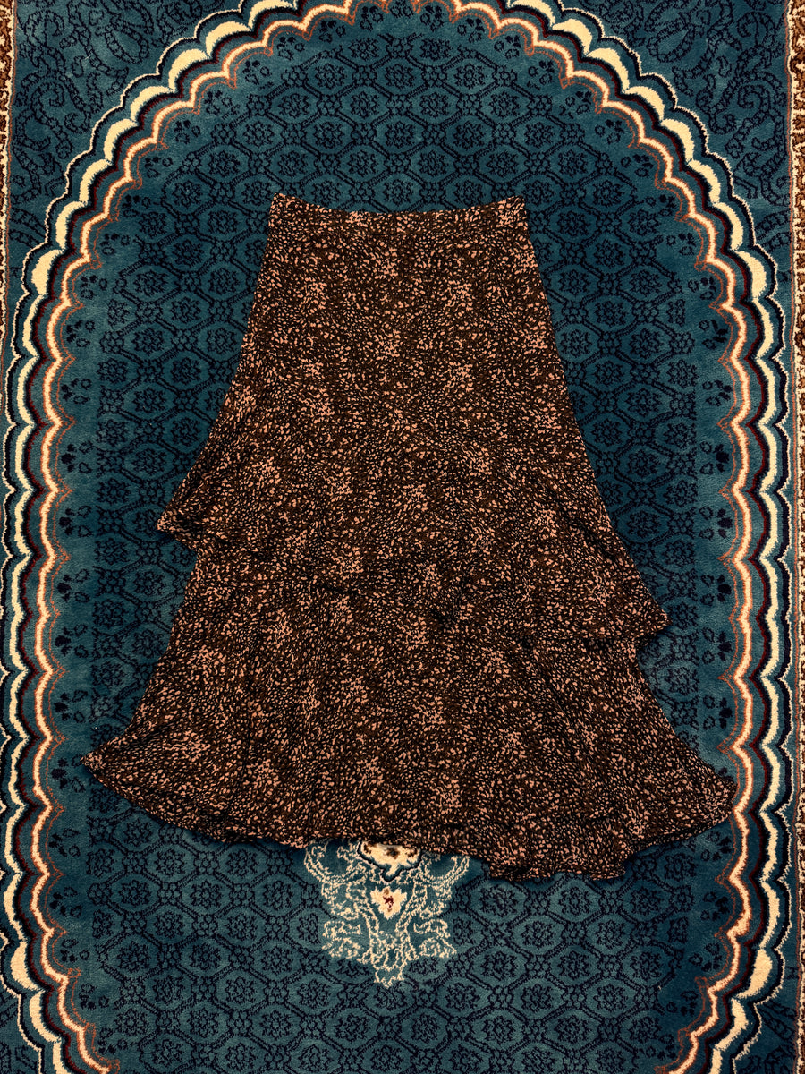 Mohito Collection Brown Tiered Midi Skirt - S