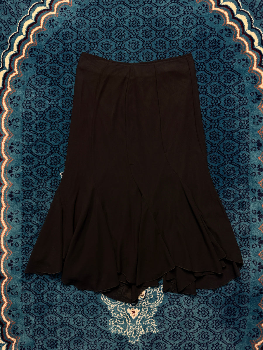 MESASL Black Ruffle Midi Skirt - M