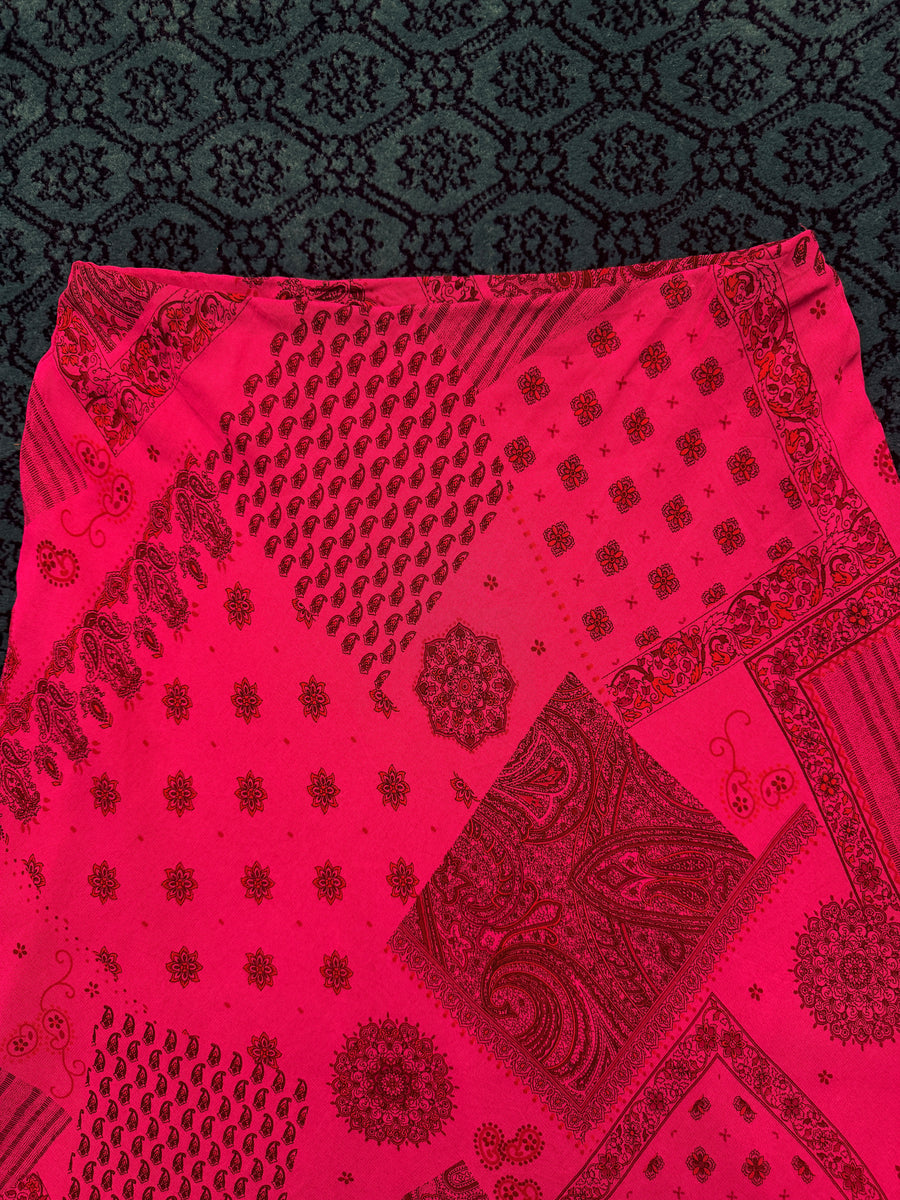 Marks & Spencer Pink Floral Paisley Tiered Midi Skirt - M