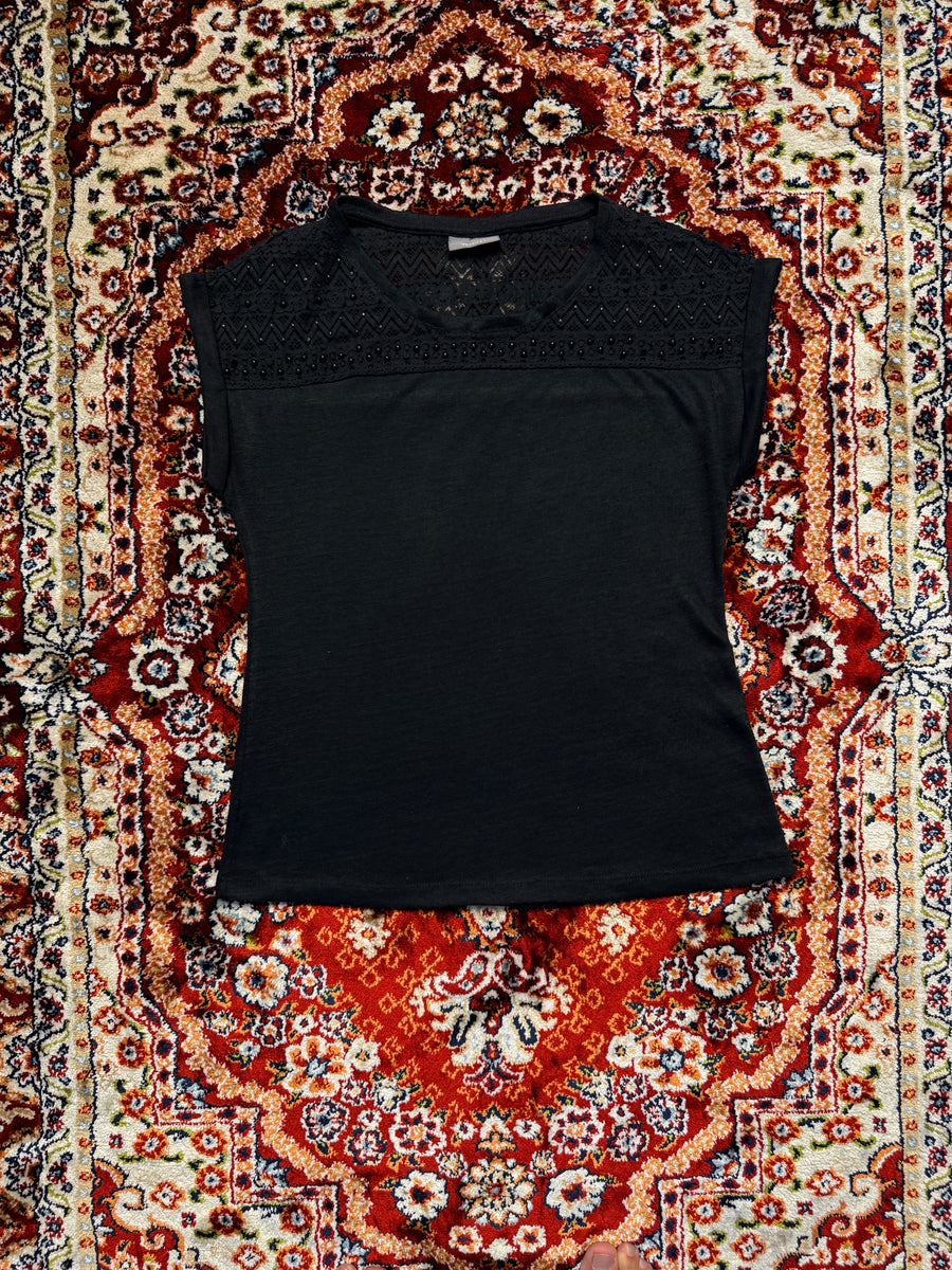 Yessica Black Sleeveless Beaded Top - M