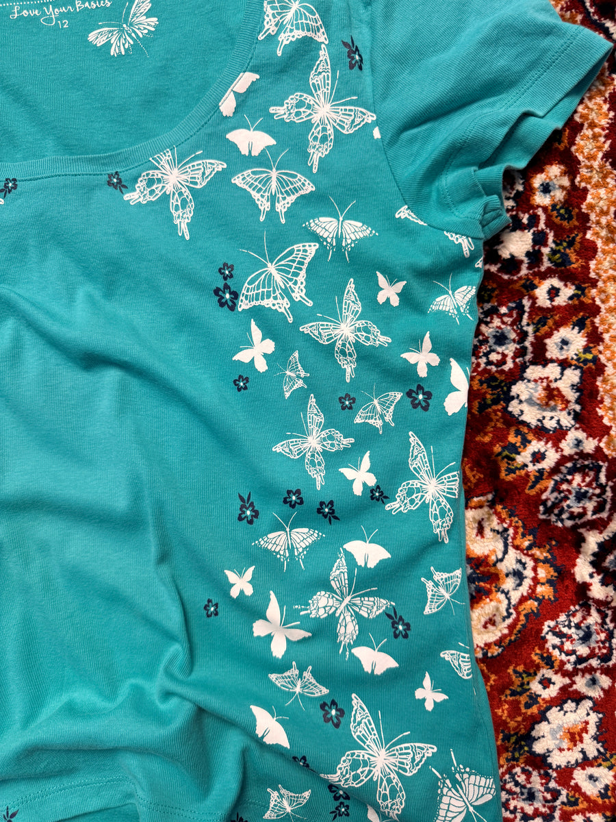 M&Co. Turquoise Printed Tee - 12