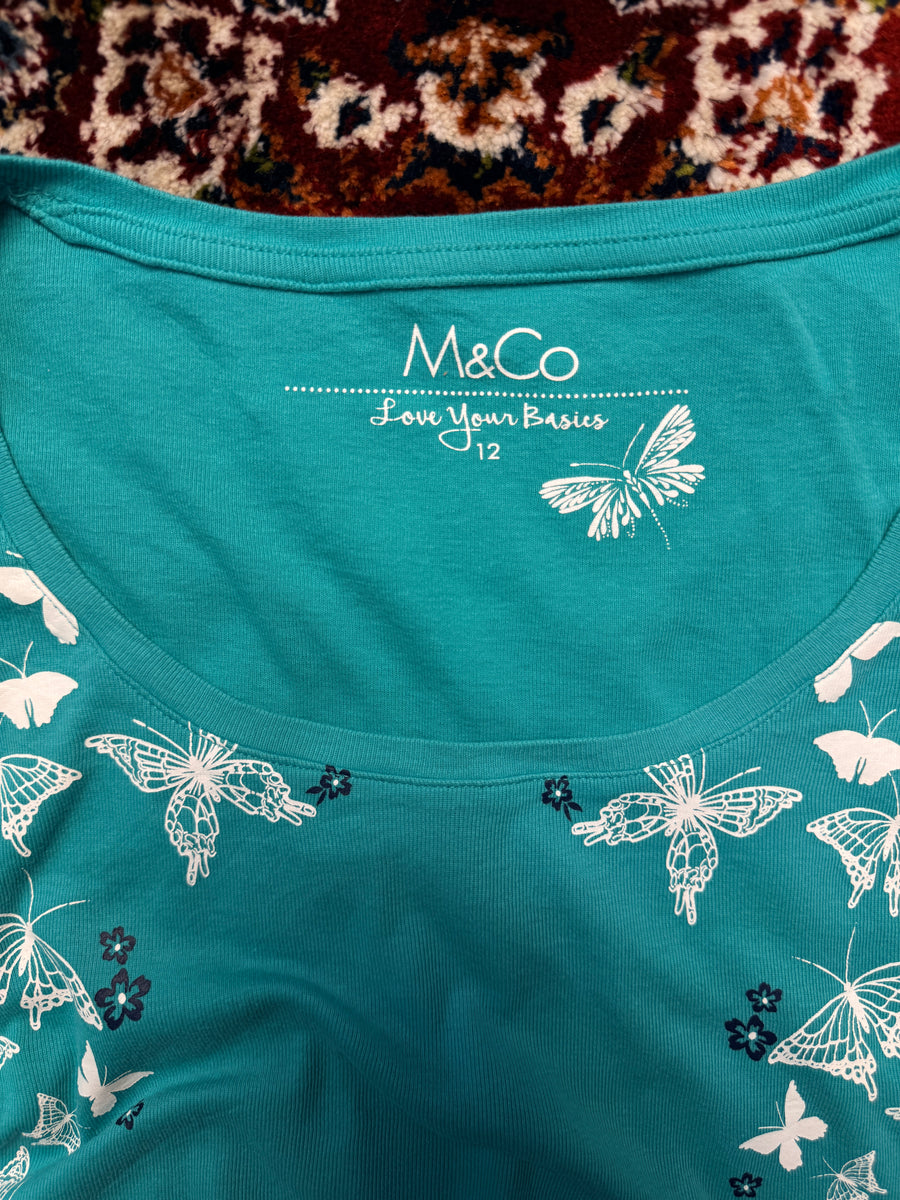 M&Co. Turquoise Printed Tee - 12