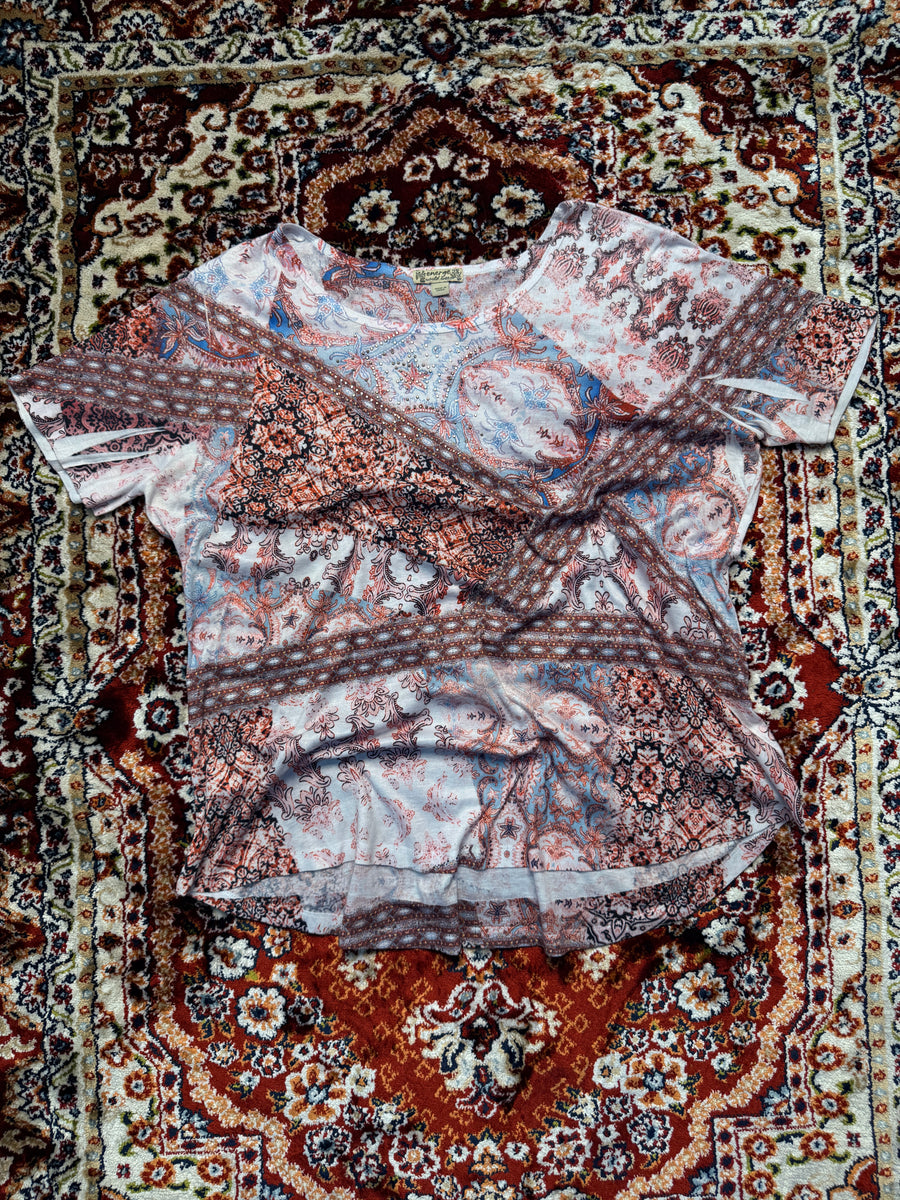 Energe' Beaded Floral Paisley Top - 2X