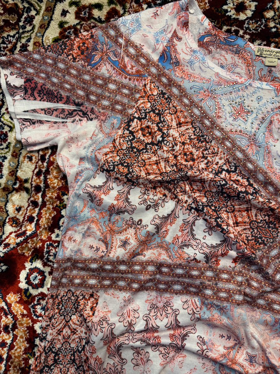 Energe' Beaded Floral Paisley Top - 2X