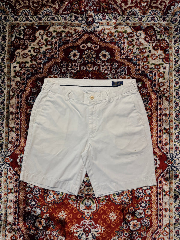 Polo Ralph Lauren White Straight Fit Pima Cotton Shorts - 32