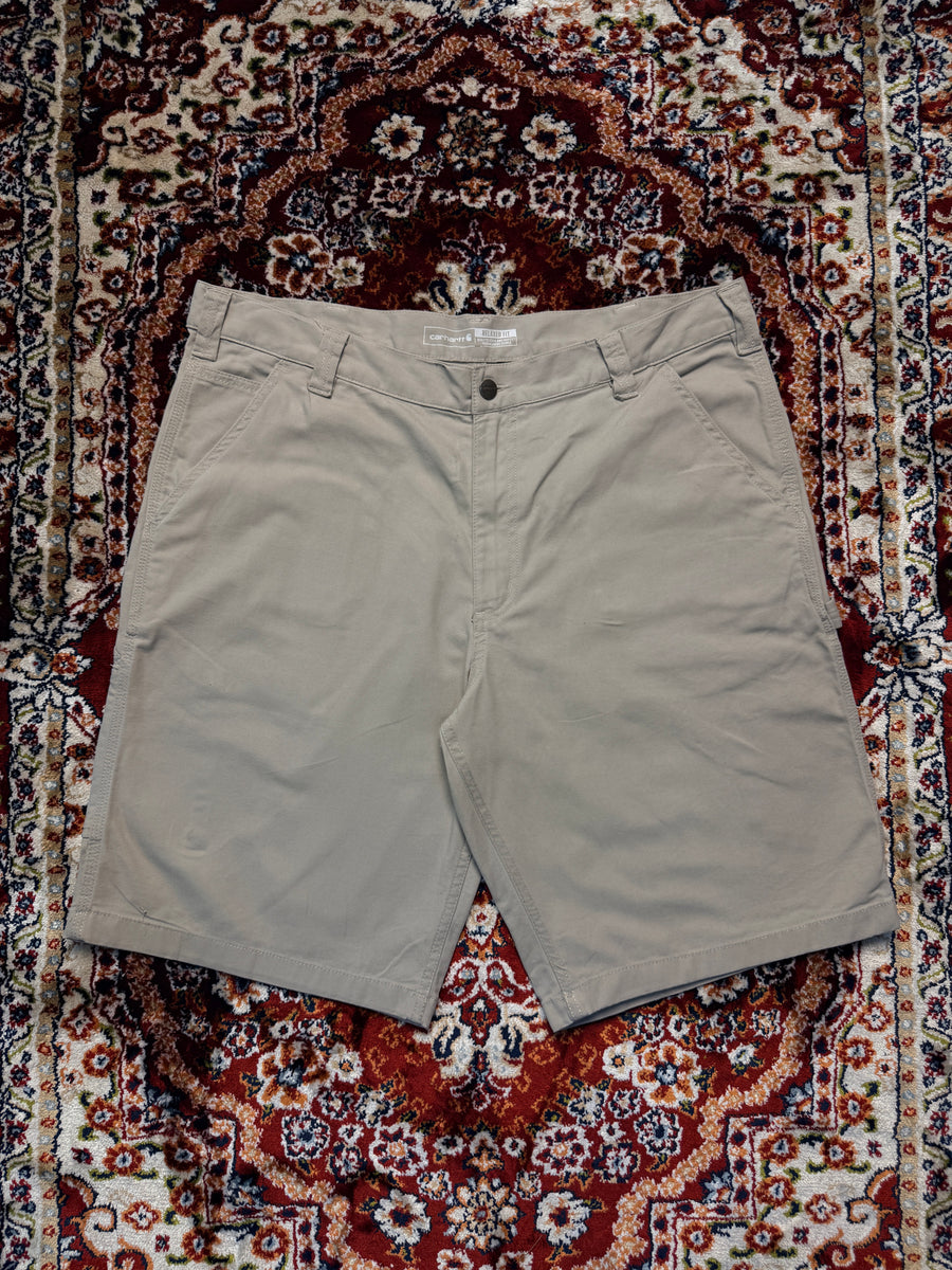 Carhartt Brownish Grey Rugged Flex Relaxed Fit Canvas Utility Work Shorts - 38
