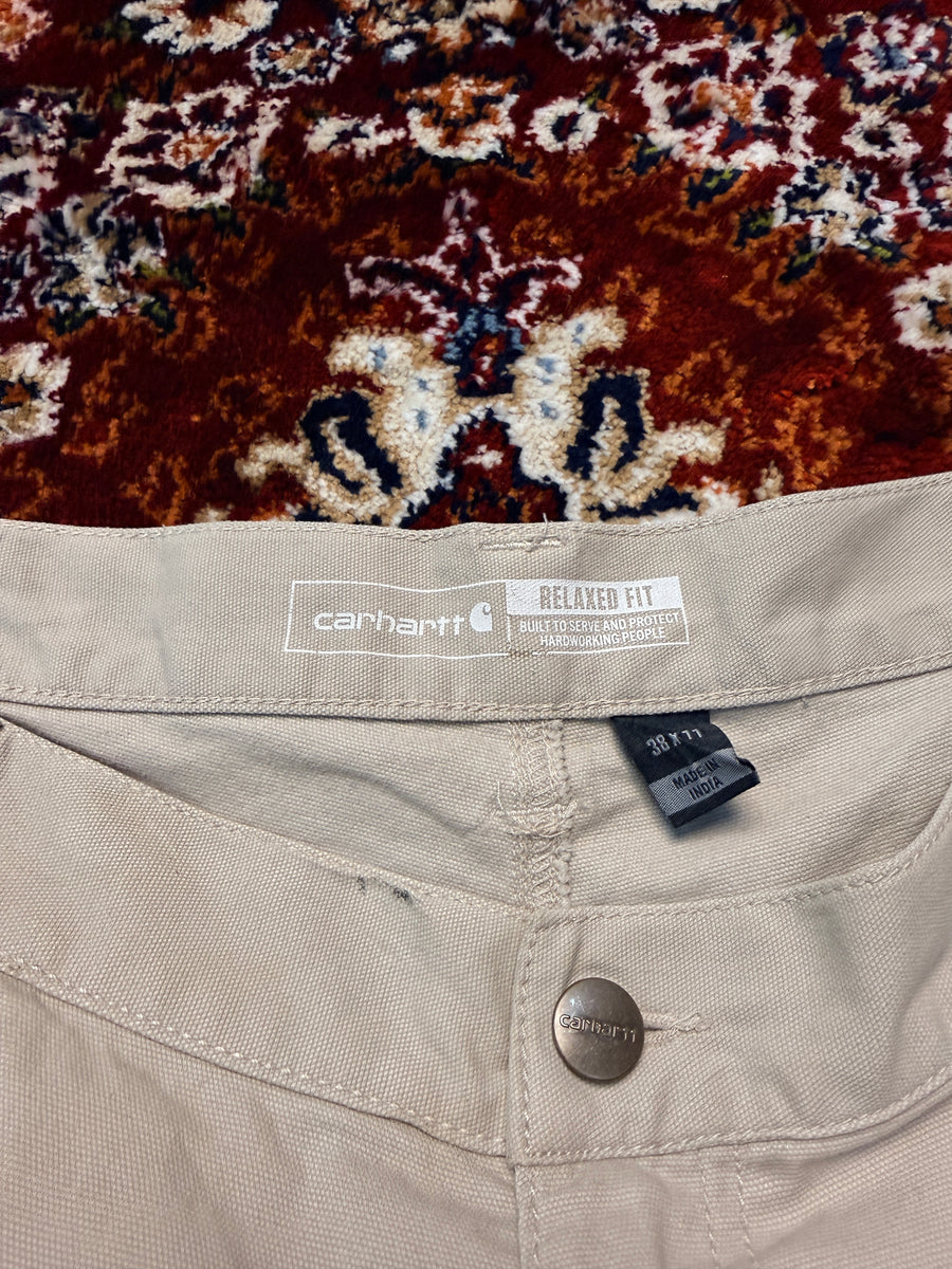 Carhartt Brownish Grey Rugged Flex Relaxed Fit Canvas Utility Work Shorts - 38