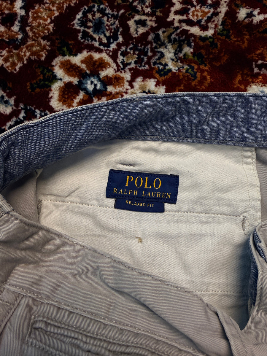 Polo Ralph Lauren Grey Relaxed Fit Cotton Shorts - 36