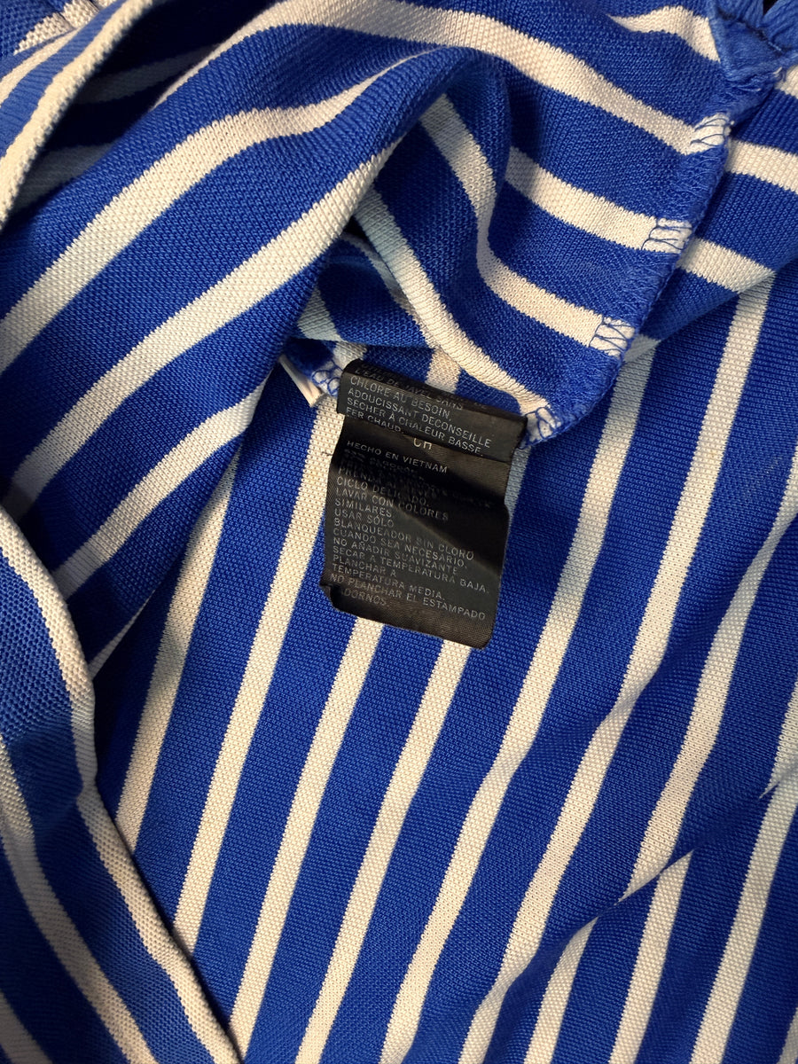 Nautica Stripe Blue Performance Deck Polo Shirt - S