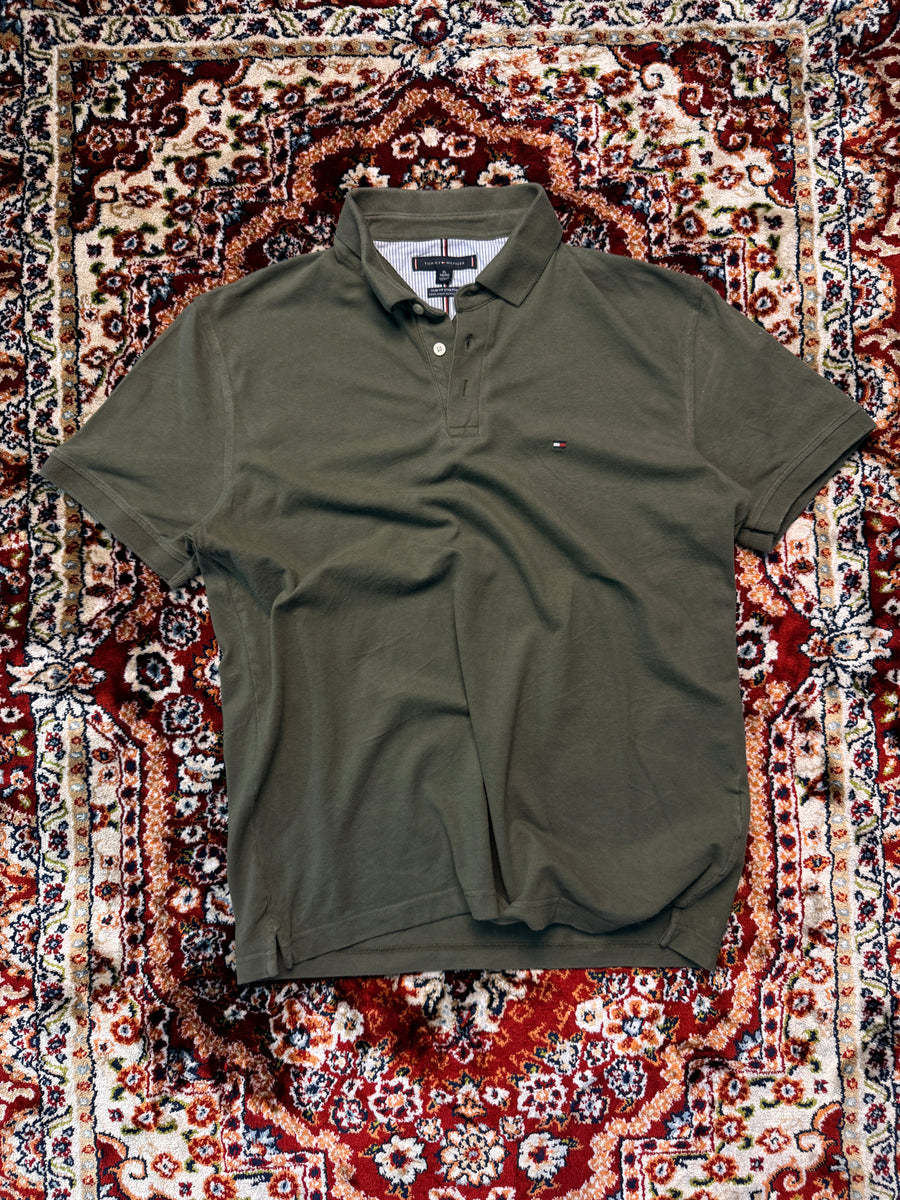 Tommy Hilfiger Army Green Slim Fit Stretch Polo Shirt - XL