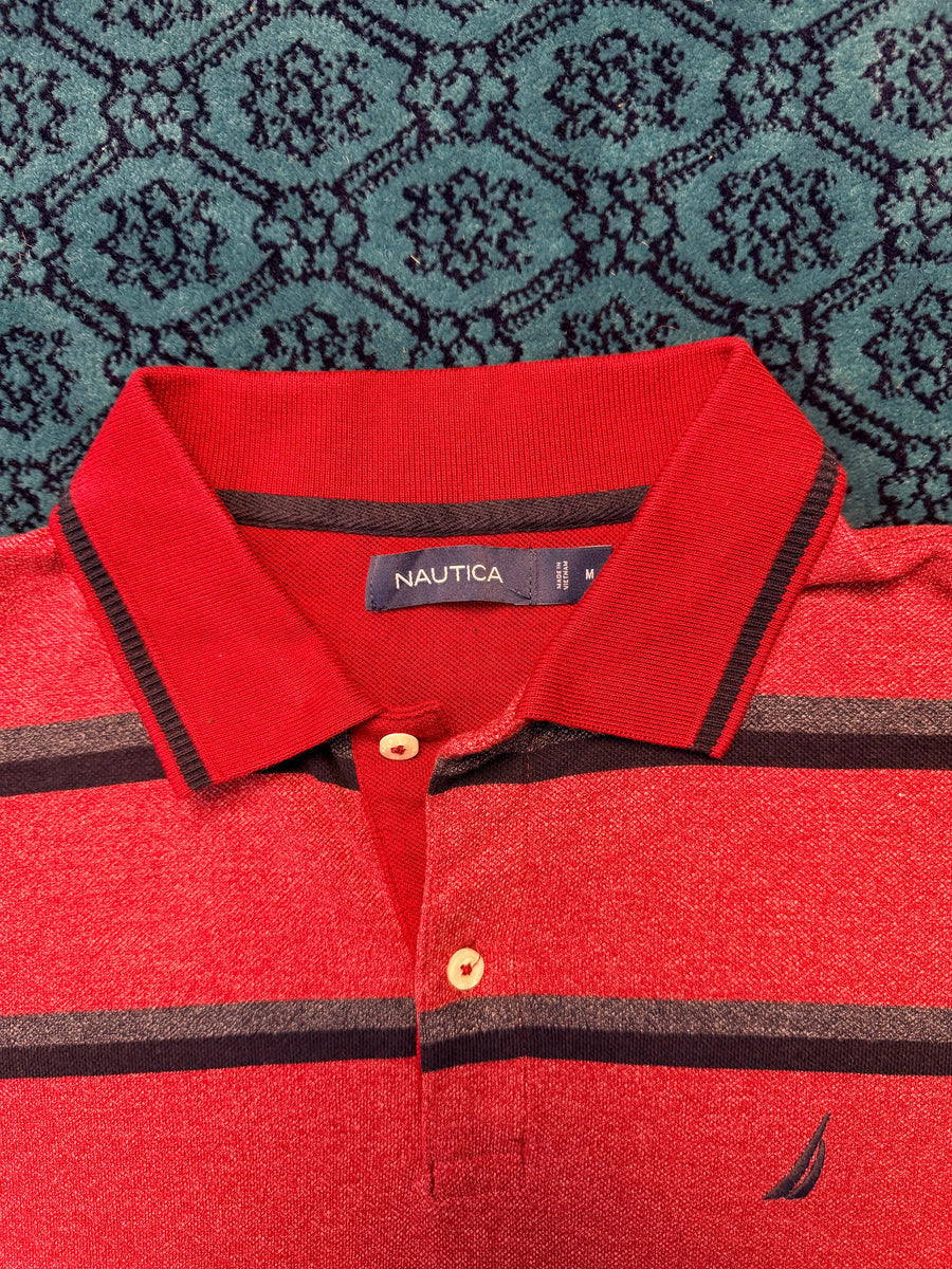 Nautica Stripe Red & Blue Polo Shirt - M