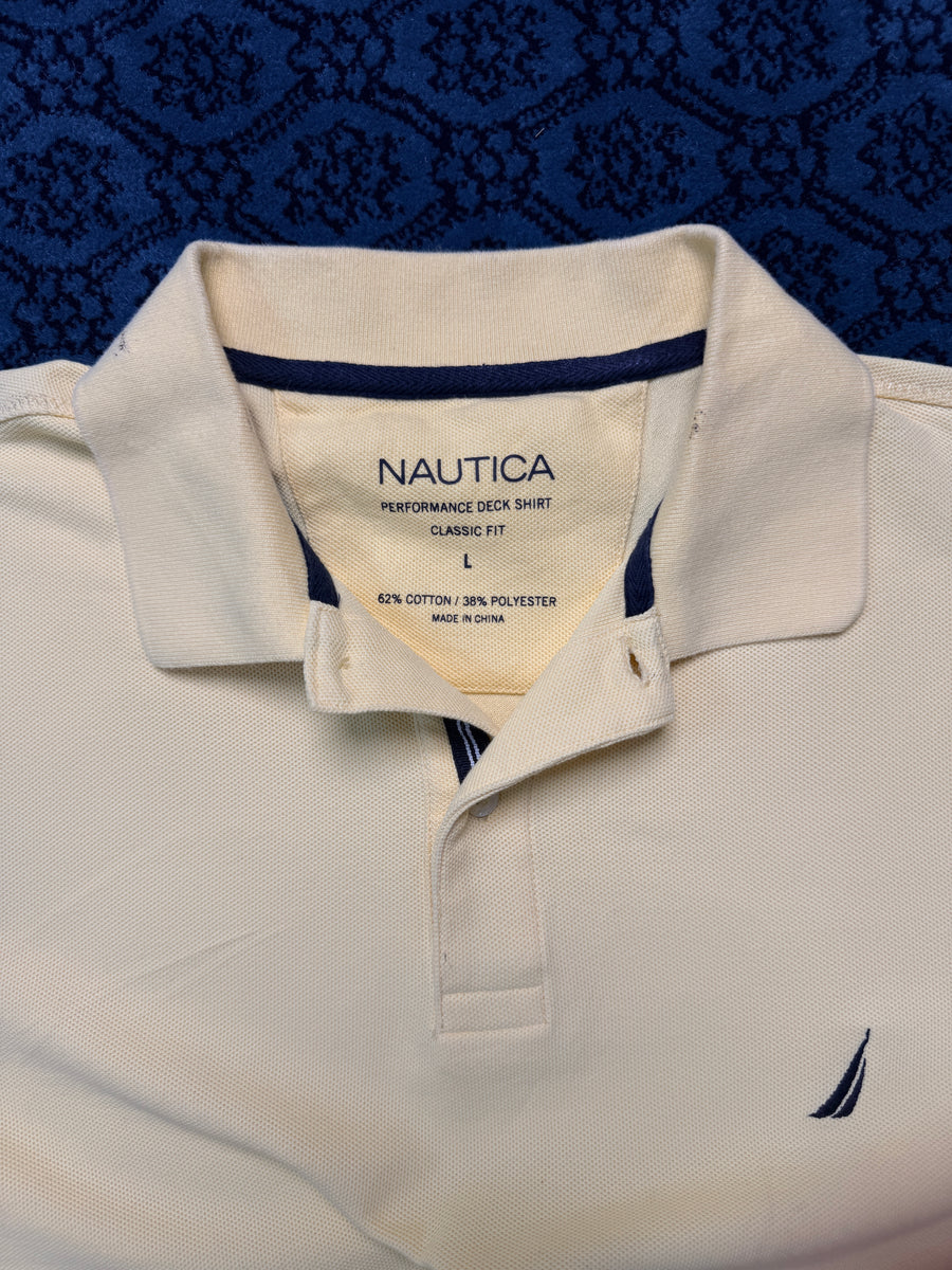 Nautica Yellow Performance Deck Polo Shirt - L
