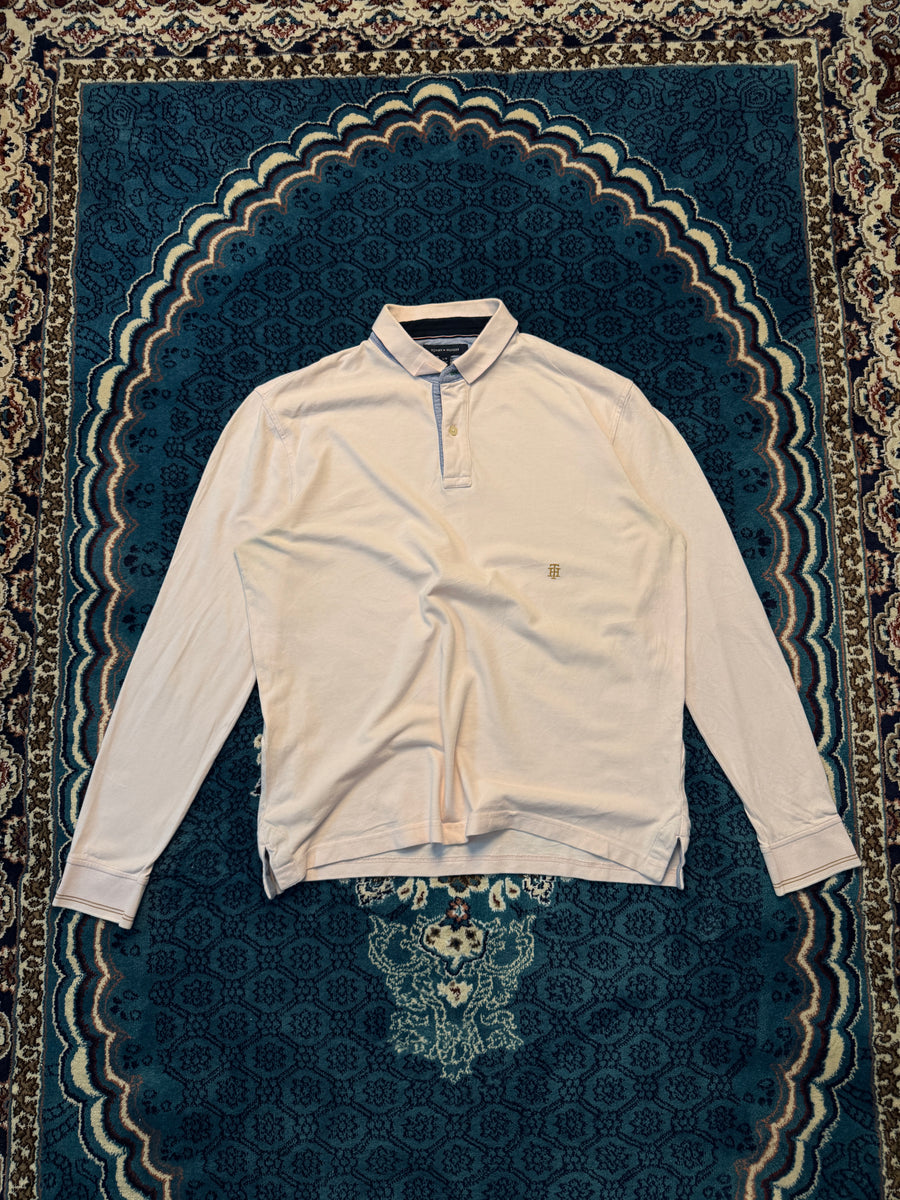Tommy Hilfiger Baby Pink Long Sleeve Casual Fit Polo Shirt - L