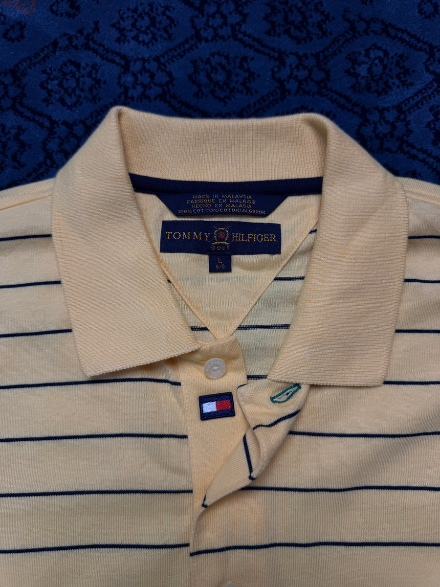 Tommy Hilfiger Golf Stripe Yellow Polo Shirt - L