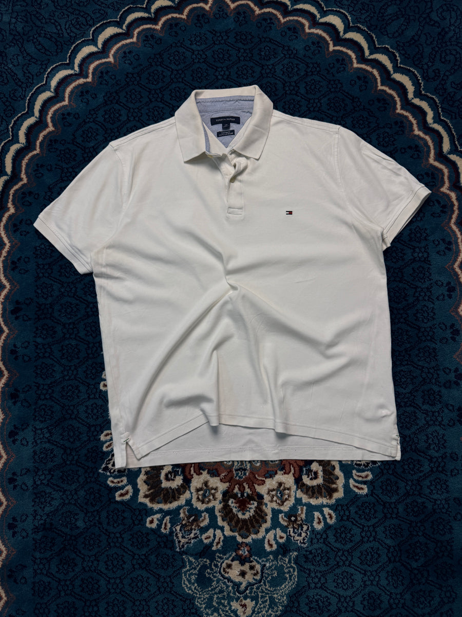 Tommy Hilfiger White Custom Fit Polo Shirt - L